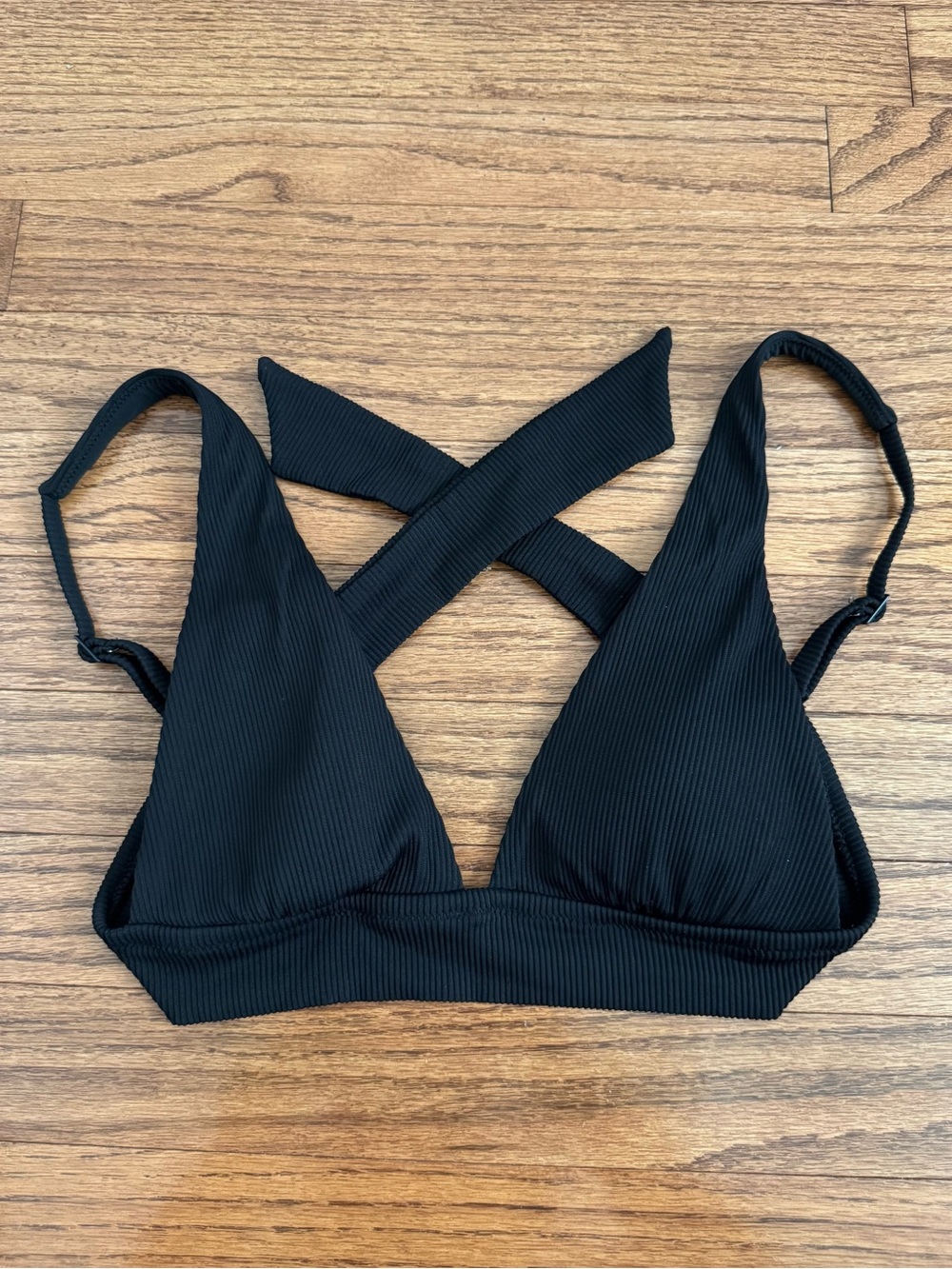 Aerie Ribbed Tie Longline Triangle Bikini Top